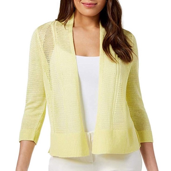 yellow open front cardigan